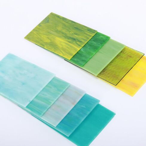 17 Sheets Stained Glass Pack,6 X 4 Inch Cathedral Glasses,Cathedral Art Glass for Mosaic Crafts & Supplies,Iridescent Colors DIY Home(Colorful) in Saudi Arabia