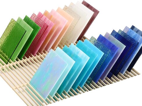 17 Sheets Stained Glass Pack,6 X 4 Inch Cathedral Glasses,Cathedral Art Glass for Mosaic Crafts & Supplies,Iridescent Colors DIY Home(Colorful) in Saudi Arabia