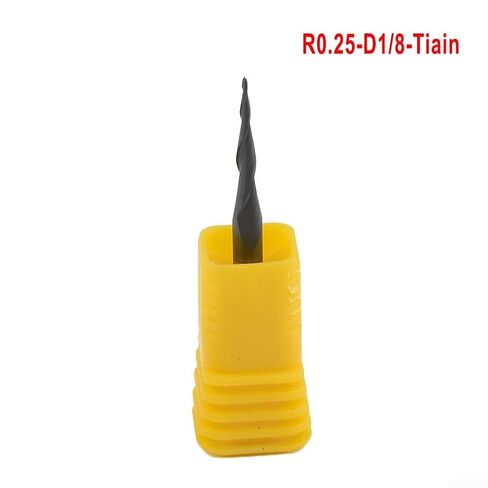 Carbide Ball Nose Tapered End Mill 1/8 Inch Shank 2 Flutes CNC Router Bit with for TiAlN Coating for Milling Cast Iron Steel HRC55 Cutting Length 15mm in Saudi Arabia