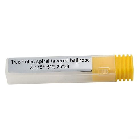 Carbide Ball Nose Tapered End Mill 1/8 Inch Shank 2 Flutes CNC Router Bit with for TiAlN Coating for Milling Cast Iron Steel HRC55 Cutting Length 15mm in Saudi Arabia
