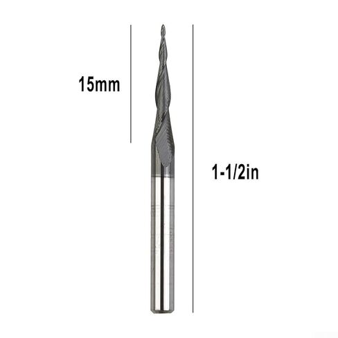 Carbide Ball Nose Tapered End Mill 1/8 Inch Shank 2 Flutes CNC Router Bit with for TiAlN Coating for Milling Cast Iron Steel HRC55 Cutting Length 15mm in Saudi Arabia