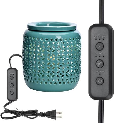 ASAWASA Ceramic Wax Melt Warmer with Timer and Silicone Dish,Candle Wax Warmer for Scented Wax & Essential Oils,Ideal Gift for Home Office Kitchen(Black) in Kuwait