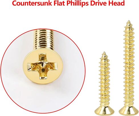 Banworks Imperial Guitar Humbucker Pickup Frame Mounting Screws Set Flat Head Countersunk Pickup Ring Mounting Screws Kit for Gibson Les Paul SG 10pcs Long + 10pcs Short Screws JT/SYQLS-03 Golden in Saudi Arabia