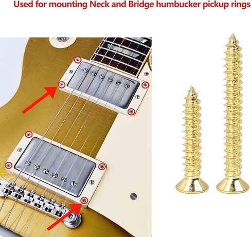 Banworks Imperial Guitar Humbucker Pickup Frame Mounting Screws Set Flat Head Countersunk Pickup Ring Mounting Screws Kit for Gibson Les Paul SG 10pcs Long + 10pcs Short Screws JT/SYQLS-03 Golden in Saudi Arabia