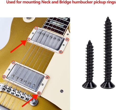 Banworks Imperial Guitar Humbucker Pickup Frame Mounting Screws Set Flat Head Countersunk Pickup Ring Mounting Screws Kit for Gibson Les Paul SG 10pcs Long + 10pcs Short Screws JT/SYQLS-03 Golden in Saudi Arabia