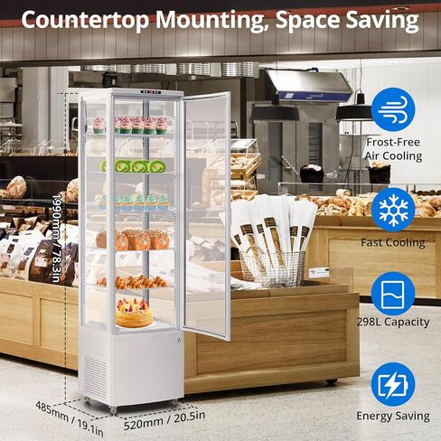 عرض ثلاجة 10.52 CU.FT العلبة المبردة التجارية ، باب واحد ، إضاءة LED ، ثلاجة شاشة مزدوجة ، إزالة الجليد وتبريد الهواء ، للمخبز ، المتجر ، صالة رياضية ، مكتب ، مطعم in Kuwait