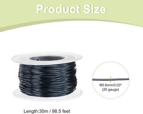 Harfington 18 Gauge Aluminium Craft Wire 1.0mm 98.5ft مرنة قابلة للانحناء المجوهرات المعدنية سلك النحت لصنع المجوهرات Craft DIY ، بني in Kuwait