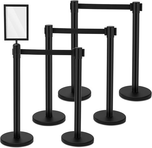 مجموعة من Geelin Heavy Dick Control Stanchions Stanchion Stanchion Stanchion مع حاجز أمان مع حزام قابل للسحب وحاجز التحكم في الحشد (9.8 قدم ، أسود ، 12 جهاز كمبيوتر الشخصي) in Saudi Arabia