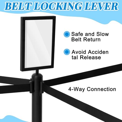 مجموعة من Geelin Heavy Dick Control Stanchions Stanchion Stanchion Stanchion مع حاجز أمان مع حزام قابل للسحب وحاجز التحكم في الحشد (9.8 قدم ، أسود ، 12 جهاز كمبيوتر الشخصي) in Kuwait