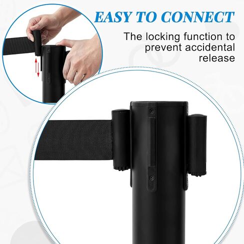 مجموعة من Geelin Heavy Dick Control Stanchions Stanchion Stanchion Stanchion مع حاجز أمان مع حزام قابل للسحب وحاجز التحكم في الحشد (9.8 قدم ، أسود ، 12 جهاز كمبيوتر الشخصي) in Kuwait