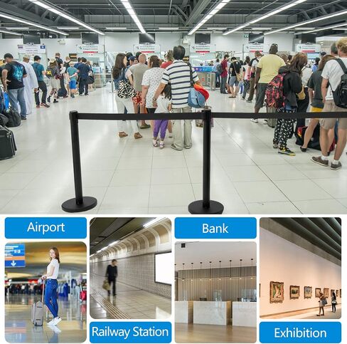 مجموعة من Geelin Heavy Dick Control Stanchions Stanchion Stanchion Stanchion مع حاجز أمان مع حزام قابل للسحب وحاجز التحكم في الحشد (9.8 قدم ، أسود ، 12 جهاز كمبيوتر الشخصي) in Kuwait