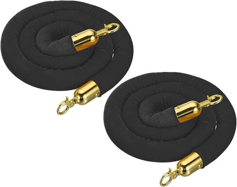 MECCANIXITY Velvet Stanchion Rope 5 Ft/1.5 M, Barrier Rope Velvet Carpet Ropes with Snap Hooks for Posts Stands Queue Divider Crowd Control, Green Golden Pack of 2 in Kuwait