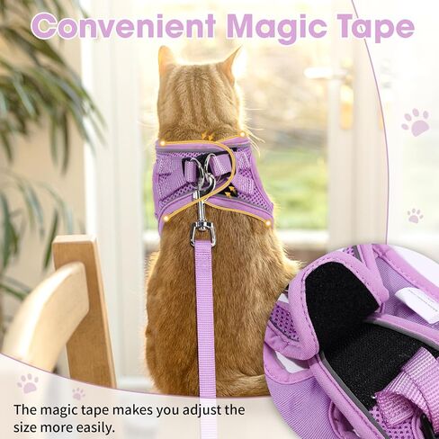 Cat Harness and Leash Set for Walking Escape Proof, Soft Adjustable Kitten Harness Breathable Mesh with Reflective Strips Harness for Kitty Puppy Bunny(Black,XS) in Kuwait