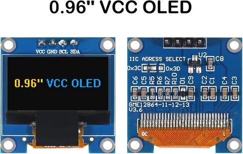 6pcs 0.96 inch OLED IIC I2C Display Module SSD1306 128x64 LCD Screen Driver with 30pin Dupont Cables for Arduino Projects(Yellow Blue Screen) in Saudi Arabia