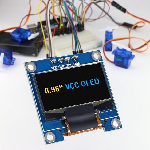 6pcs 0.96 inch OLED IIC I2C Display Module SSD1306 128x64 LCD Screen Driver with 30pin Dupont Cables for Arduino Projects(Yellow Blue Screen) in Saudi Arabia