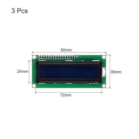 Meccanixity 5pcs LCD 1602 وحدة العرض 5V مع 16 دبابيس ، شاشة العرض الرمادية الإضاءة الخلفية 16x2 واجهة واجهة LCD 72x24mm in Kuwait
