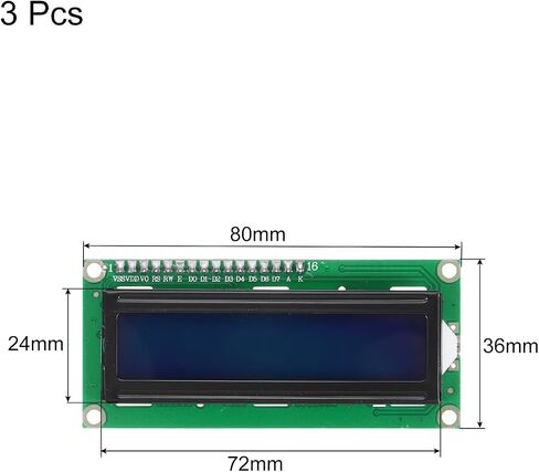 MECCANIXITY 5Pcs IIC LCD 1602 Serial Display Module 5V, Yellow Display Screen Backlight 16x2 LCD Module Interface Adapter 72x24mm in Saudi Arabia