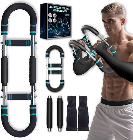 Twister Arm Trainer, Adjustable Chest Workout Equipment with Forearm Wrist Sleeves, 9 Resistance Levels(66-110lb) Chest Exerciser for Men , Portable Exercise Equipment for Home & Gym in Saudi Arabia