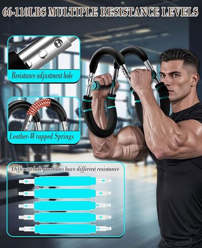 Twister Arm Trainer, Adjustable Chest Workout Equipment with Forearm Wrist Sleeves, 9 Resistance Levels(66-110lb) Chest Exerciser for Men , Portable Exercise Equipment for Home & Gym in Saudi Arabia
