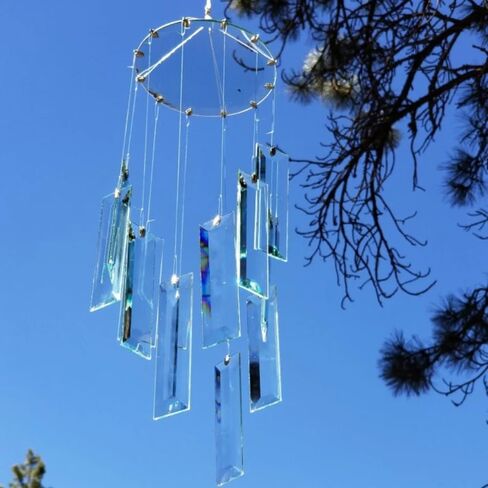 18" Large Beveled Glass Wind Chimes for Outside, Garden Decor, Garden Ornament, Handmade Wind Chimes for Living Room Bedroom Garden Patio Balcony in Saudi Arabia