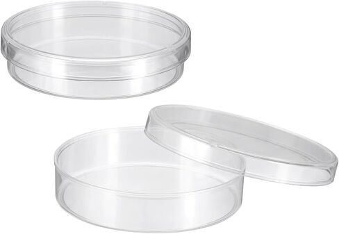 PATIKIL 90mm/3.54 Inch Plastic Petri Dishes with Lids, 2 Pack Petri Plates Tissue Culture Plate for Lab Science Experiment, Clear(15mm/0.6"H) in Kuwait