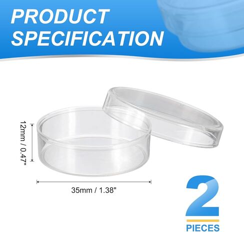 PATIKIL 90mm/3.54 Inch Plastic Petri Dishes with Lids, 2 Pack Petri Plates Tissue Culture Plate for Lab Science Experiment, Clear(15mm/0.6"H) in Saudi Arabia