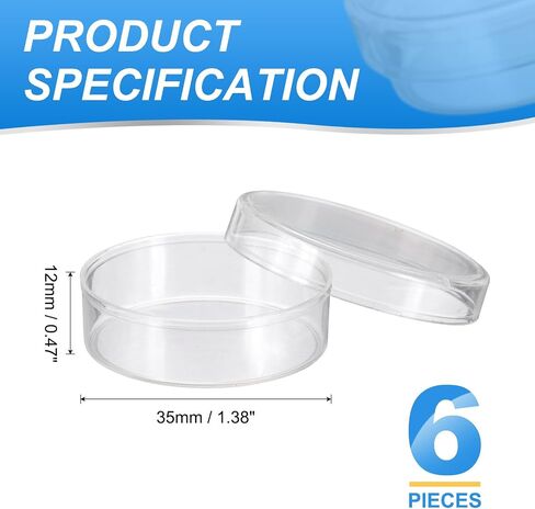 PATIKIL 35mm/1.4 Inch Plastic Petri Dishes with Lids, 6 Pack Petri Plates Tissue Culture Plate for Lab Science Experiment, Clear in Saudi Arabia