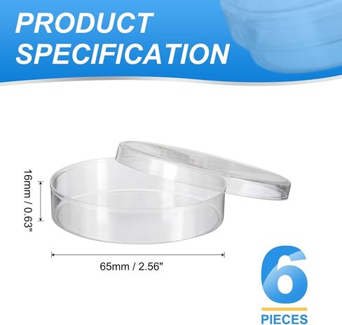 PATIKIL 35mm/1.4 Inch Plastic Petri Dishes with Lids, 6 Pack Petri Plates Tissue Culture Plate for Lab Science Experiment, Clear in Saudi Arabia