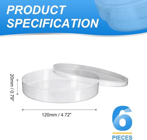 PATIKIL 35mm/1.4 Inch Plastic Petri Dishes with Lids, 6 Pack Petri Plates Tissue Culture Plate for Lab Science Experiment, Clear in Saudi Arabia
