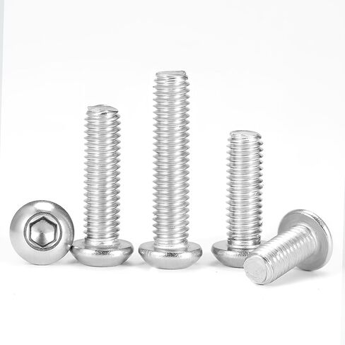 M4 Button Head Screws,M4×10mm Bolts,M4-0.7×10mm Screw and Bolt,304 Stainless Steel 18-8, Allen Hex Drive,Bright Finish,Fully Machine Thread,Coarse Thread UNC,50PCS in Saudi Arabia