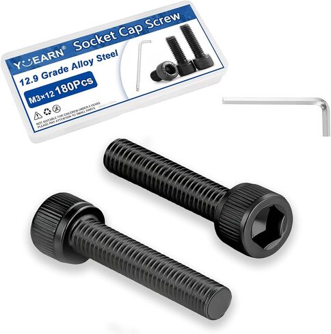 60Pcs M3x30mm Hex Socket Head Cap Screws Bolts,12.9 Alloy Steel Black Oxide,Allen Drive, Full Thread,with Hex Wrench, for Truck Suspension in Saudi Arabia