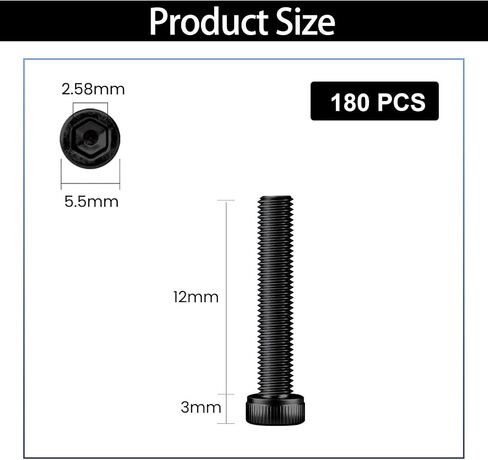 60Pcs M3x30mm Hex Socket Head Cap Screws Bolts,12.9 Alloy Steel Black Oxide,Allen Drive, Full Thread,with Hex Wrench, for Truck Suspension in Saudi Arabia