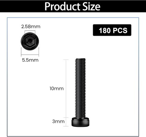 60Pcs M3x30mm Hex Socket Head Cap Screws Bolts,12.9 Alloy Steel Black Oxide,Allen Drive, Full Thread,with Hex Wrench, for Truck Suspension in Saudi Arabia