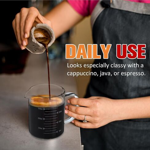 6 حزمة كوب من الكوب مع مقبض وغطاء 12 أوقية البورسليكات زجاجية قياس كوب القهوة متخرج مع سكب صنبور متعدد الوظائف كوب قياس درجة in Saudi Arabia