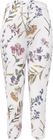 Capris النسائية لصيف الصيف مرنة الخصر محصول صالة اليوغا السراويل الأزهار طباعة بطانية طول الركبة طماق كابري in Kuwait