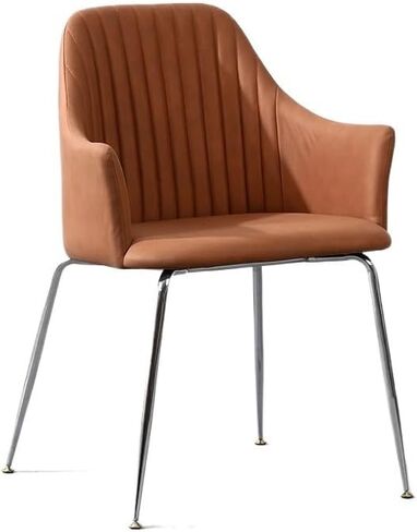 Office Chair Modern Minimalist Dining Chair, Home Reclining Chair, Leather Steel Frame Chair with Armrests, Reception Chair Home Office Desk Chairs in Saudi Arabia