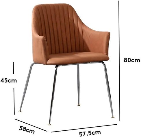 Office Chair Modern Minimalist Dining Chair, Home Reclining Chair, Leather Steel Frame Chair with Armrests, Reception Chair Home Office Desk Chairs in Saudi Arabia