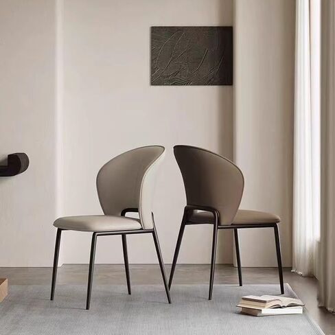 Office Chair Simple Modern Italian Style Metal Leather Dining Chair Restaurant Home Soft Back Chair Home Office Desk Chairs in Saudi Arabia