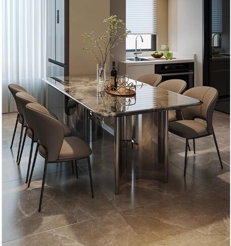 Office Chair Simple Modern Italian Style Metal Leather Dining Chair Restaurant Home Soft Back Chair Home Office Desk Chairs in Saudi Arabia