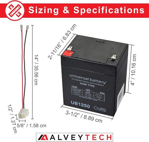 AlveyTech 12 Volt Battery Pack for the Razor Power Rider 360 Electric 3-Wheeler Bike (5 Ah, with Harness) - Replacement Single Premium Rechargeable AGM Batteries with Wiring Harness in Saudi Arabia