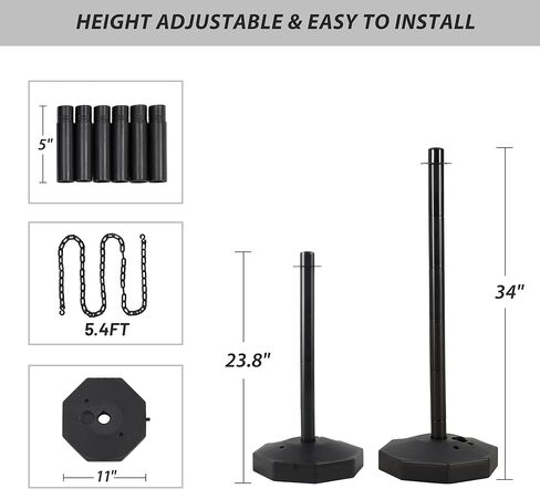 6 حزمة مرور مرور الحزمة مرتبة بعد المخاريط ، وظيفة Stanchion البلاستيكية بوست مع قاعدة قابلة للملء وسلاسل 5.4 قدم ، والسيطرة على مراقبة موقف السيارات لبناء مواقف السيارات ، والكراجات in Kuwait
