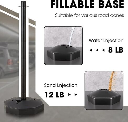 6 حزمة مرور مرور الحزمة مرتبة بعد المخاريط ، وظيفة Stanchion البلاستيكية بوست مع قاعدة قابلة للملء وسلاسل 5.4 قدم ، والسيطرة على مراقبة موقف السيارات لبناء مواقف السيارات ، والكراجات in Kuwait