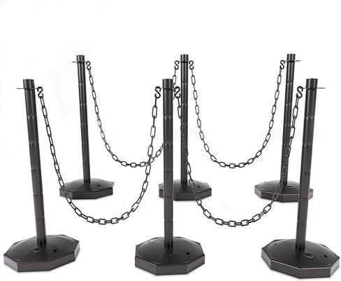 6 حزمة مرور مرور الحزمة مرتبة بعد المخاريط ، وظيفة Stanchion البلاستيكية بوست مع قاعدة قابلة للملء وسلاسل 5.4 قدم ، والسيطرة على مراقبة موقف السيارات لبناء مواقف السيارات ، والكراجات in Kuwait