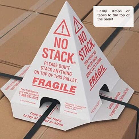 Primepack No Stack Pallet Cones | Safe Shipping and Handling Alerts | White/Red | English, Spanish, French | 50 Pack in Kuwait
