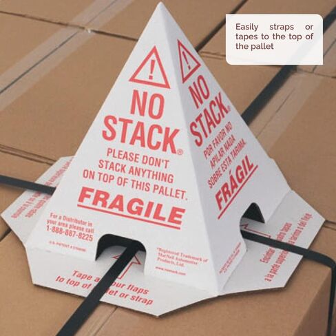 Primepack No Stack Pallet Cones | Safe Shipping and Handling Alerts | White/Red | English, Spanish, French | 50 Pack in Kuwait