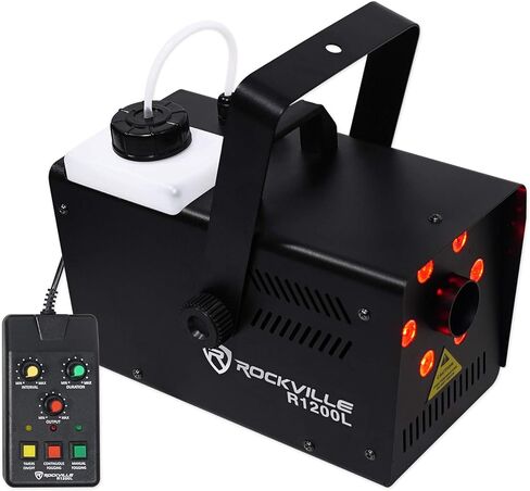 Rockville R1200L Fog/Smoke Machine مع مصابيح LED RGB ، وتأثيرات سوية ، و 7 قنوات DMX ، وأدوات التحكم السلكية/اللاسلكية ، للدي جي والاستخدام على المسرح in Saudi Arabia