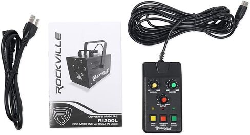 Rockville R1200L Fog/Smoke Machine مع مصابيح LED RGB ، وتأثيرات سوية ، و 7 قنوات DMX ، وأدوات التحكم السلكية/اللاسلكية ، للدي جي والاستخدام على المسرح in Saudi Arabia