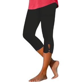 Capri Leggings for Women Cut Out High Waisted Lounge Yoga Crop Pants Stretchy Lightweight Knee Length Workout Tights in Kuwait