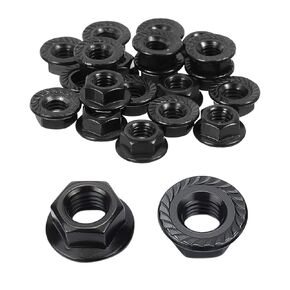 50 PCS M6 × 1.0 مم من المكسرات السداسية شفة مسننة ، 304 صواميل سداسية من الفولاذ المقاوم للصدأ ، وخيط كامل ، محرك سداسي ، أسود in Kuwait