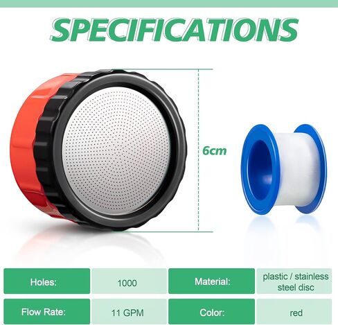 Dreyoo 2 Pcs 1000 Water Nozzle, Garden Plastic Watering Hose Nozzle 11 GPM with PTFE Thread Seal Tape for Tender Plants, Flowers, Greenhouse, Nursery Garden, Potting, Container in Saudi Arabia